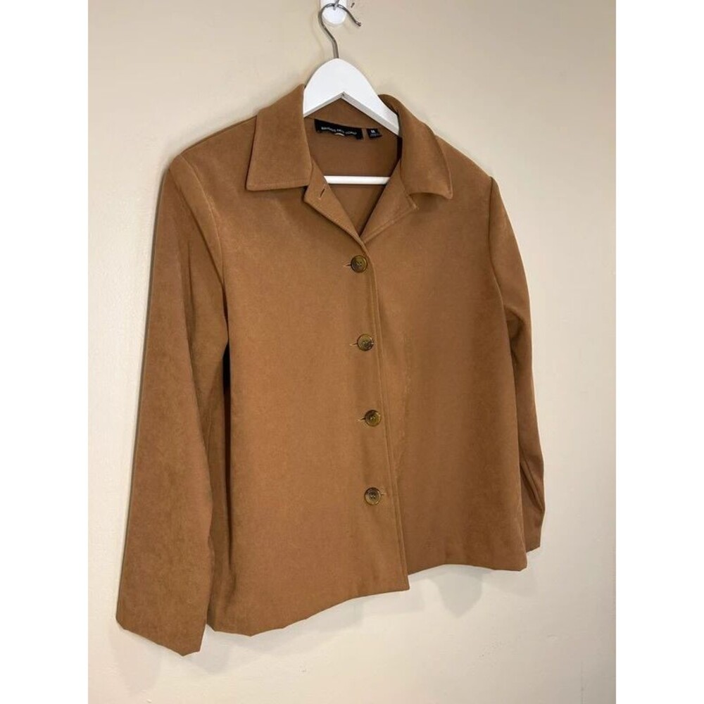 Briggs New York Women's Medium Brown Faux Suede Button Top